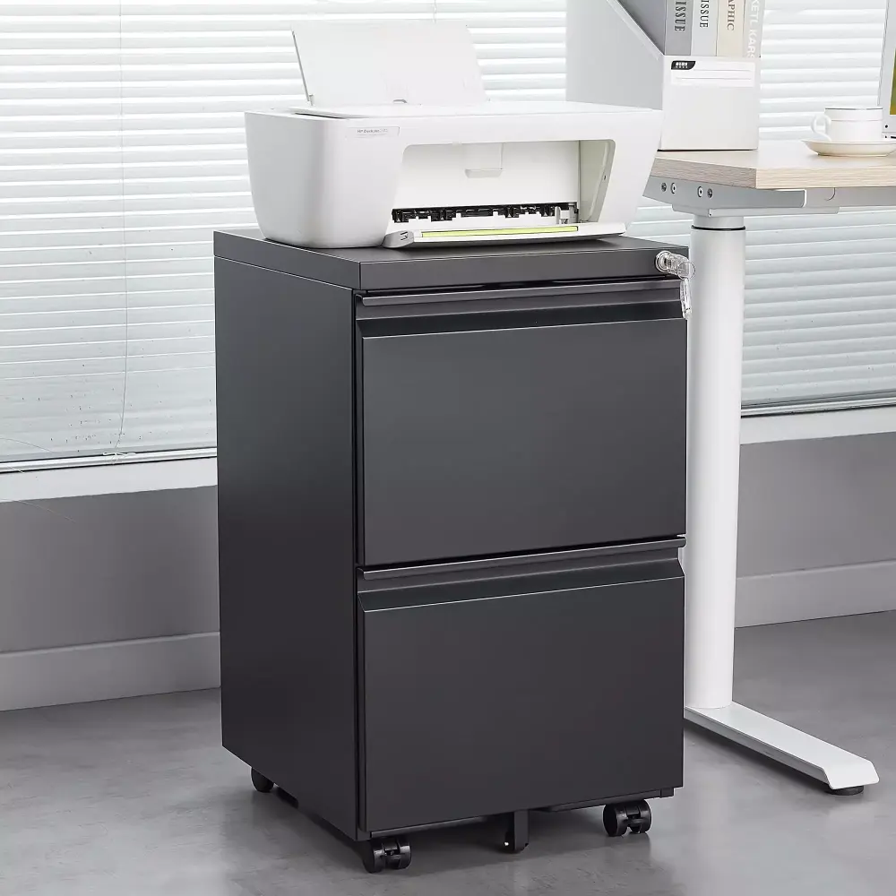 CoSoTower 2 Drawer File Cabinet Lock Metal Under Desk Rolling Filing Cabinet Home Office