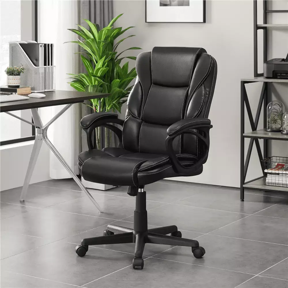 Renwick 2pcs Upholstered Office Chair High Back Black Set Two