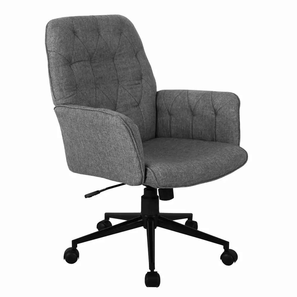 Techni Mobili Modern Upholstered Tufted Executive Chair Grey Office Chair Arms