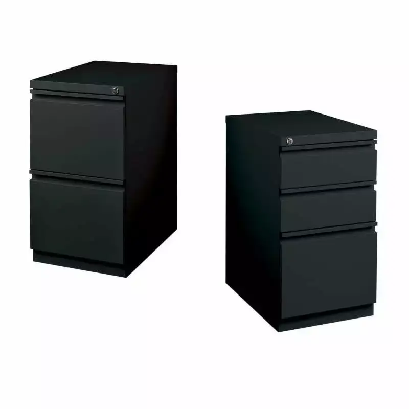 Set 2 Value Pack 2 and 3 Drawer Mobile Filing Cabinets Black Office Storage Hirsh Industries
