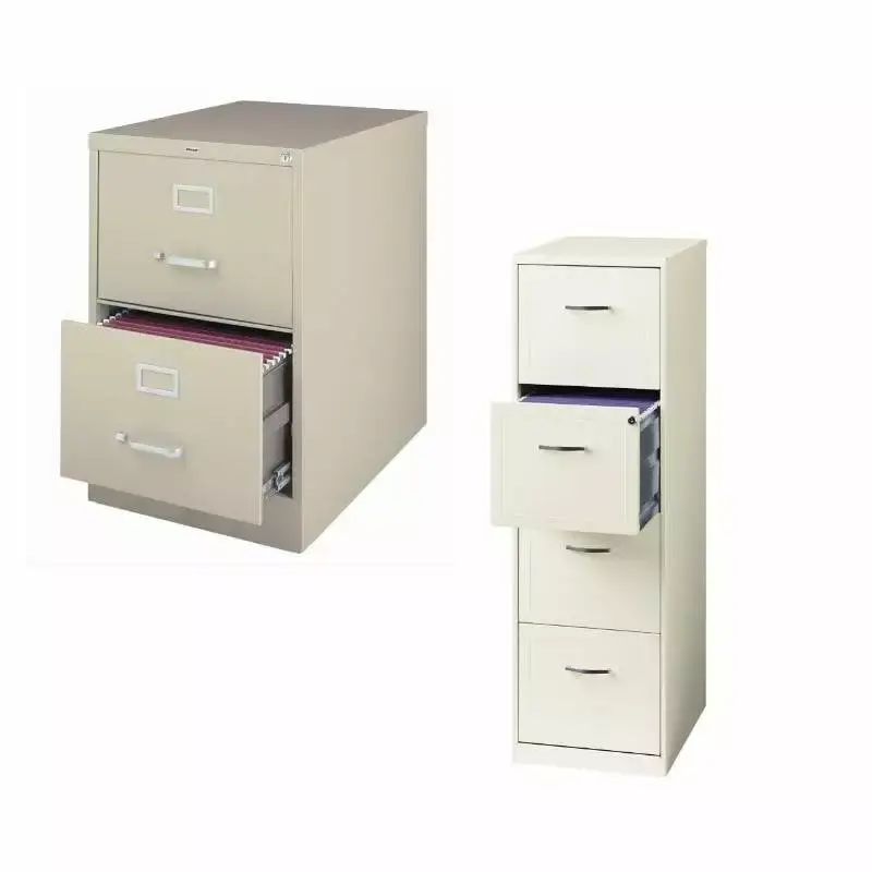 Value Pack 2 Drawer and 4 Drawer File Cabinet White and Putty Office Set Hirsh Industries