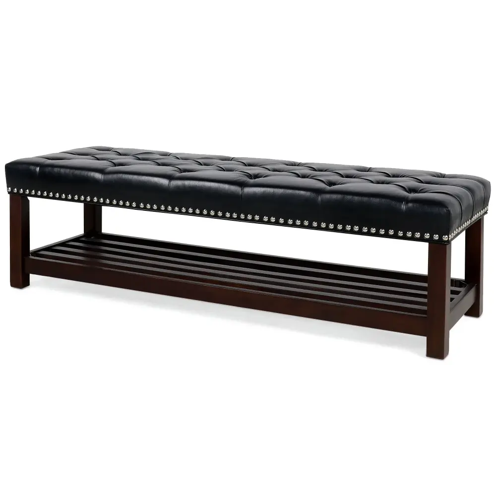 Upholstered Platform Bedroom End Bed Bench Tufted Upholstered End Bed Bench End Bed Entrance Shoe Bench Nailhead Trim And ...