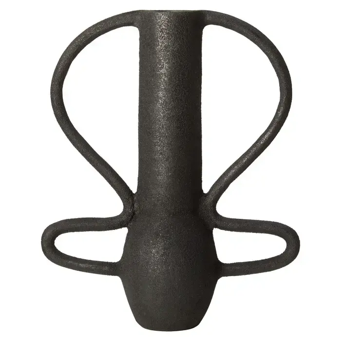 Ceramic Floor Deriva Large Textured Vase - Charcoal