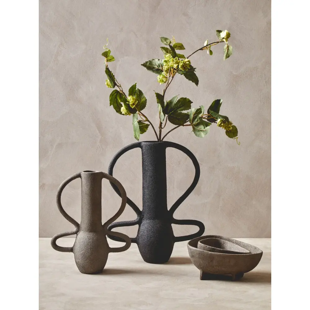 Ceramic Floor Deriva Large Textured Vase - Charcoal