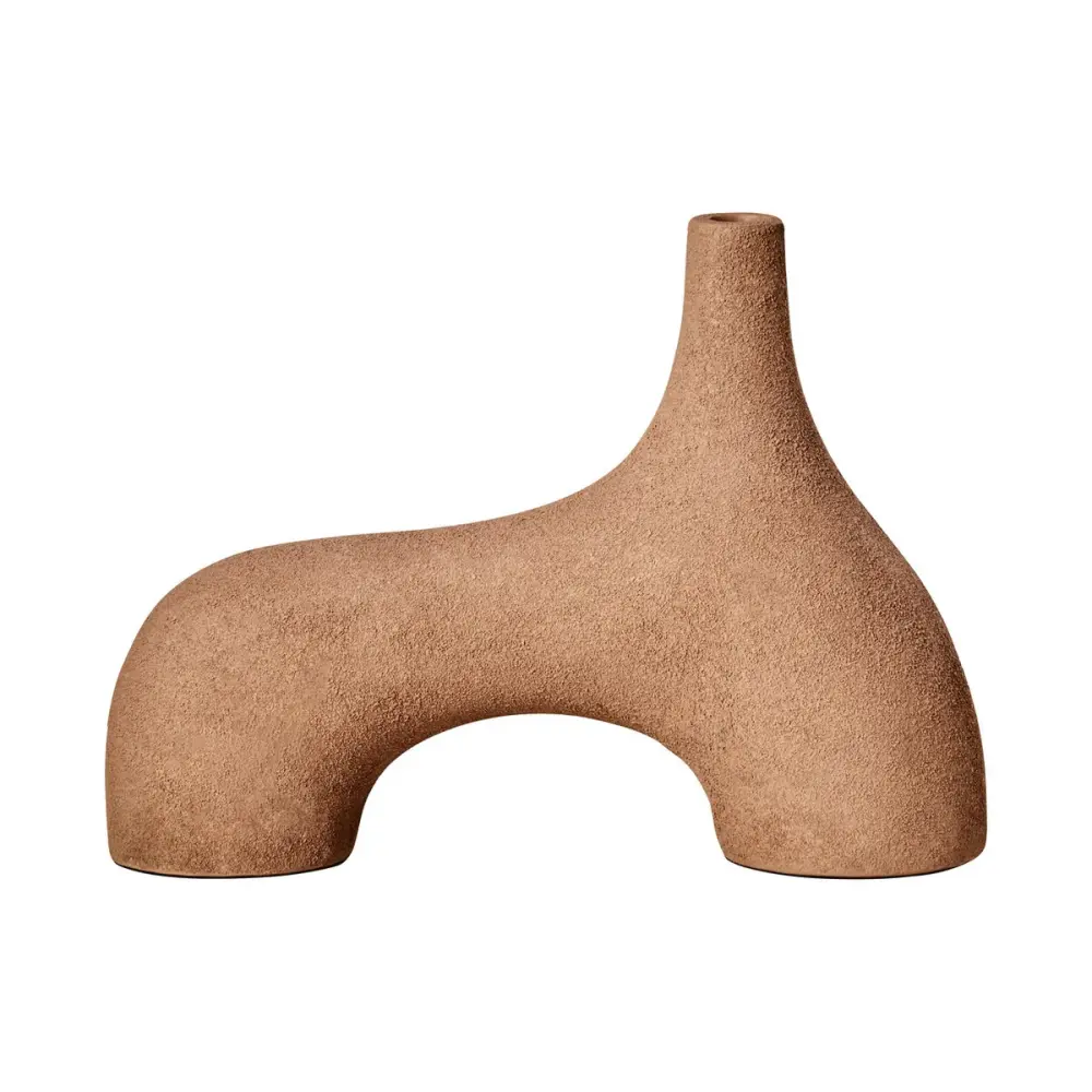 Crackle Glaze Dunas Modest Textured Abstract Vase - Beige