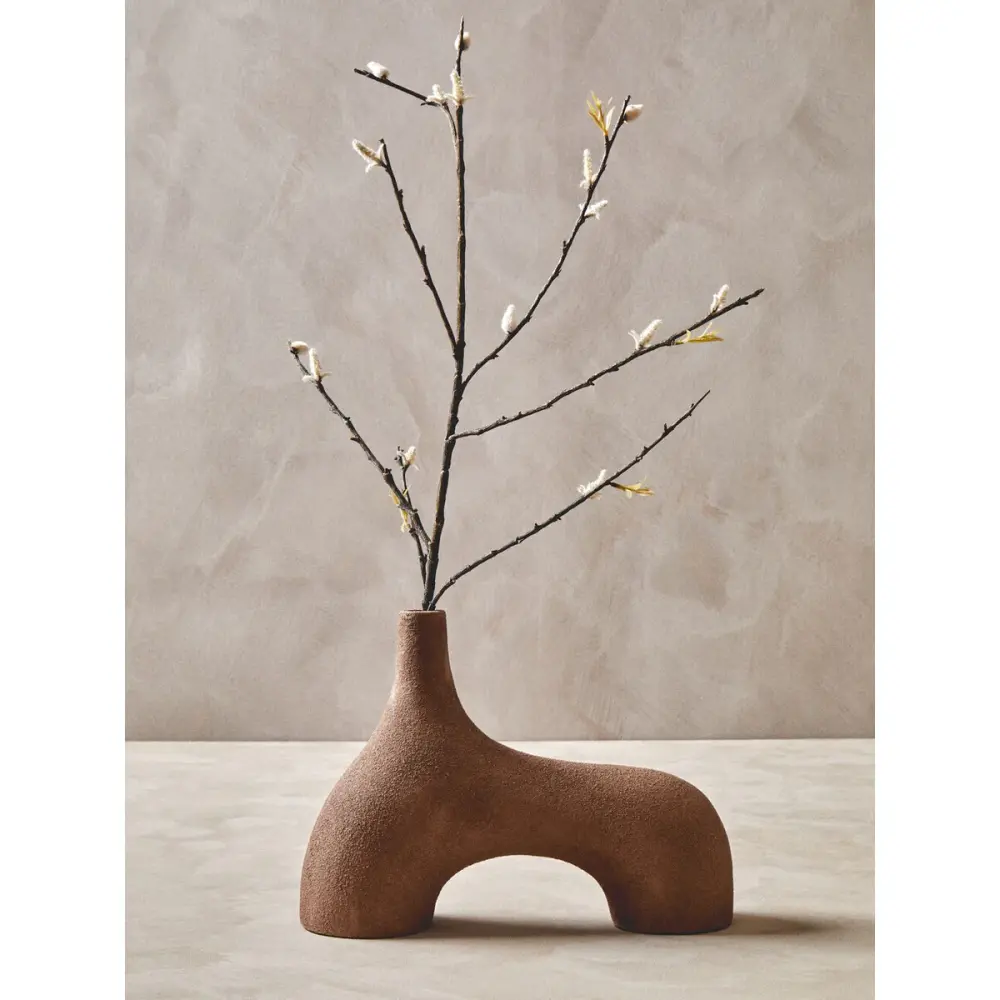 Crackle Glaze Dunas Modest Textured Abstract Vase - Beige