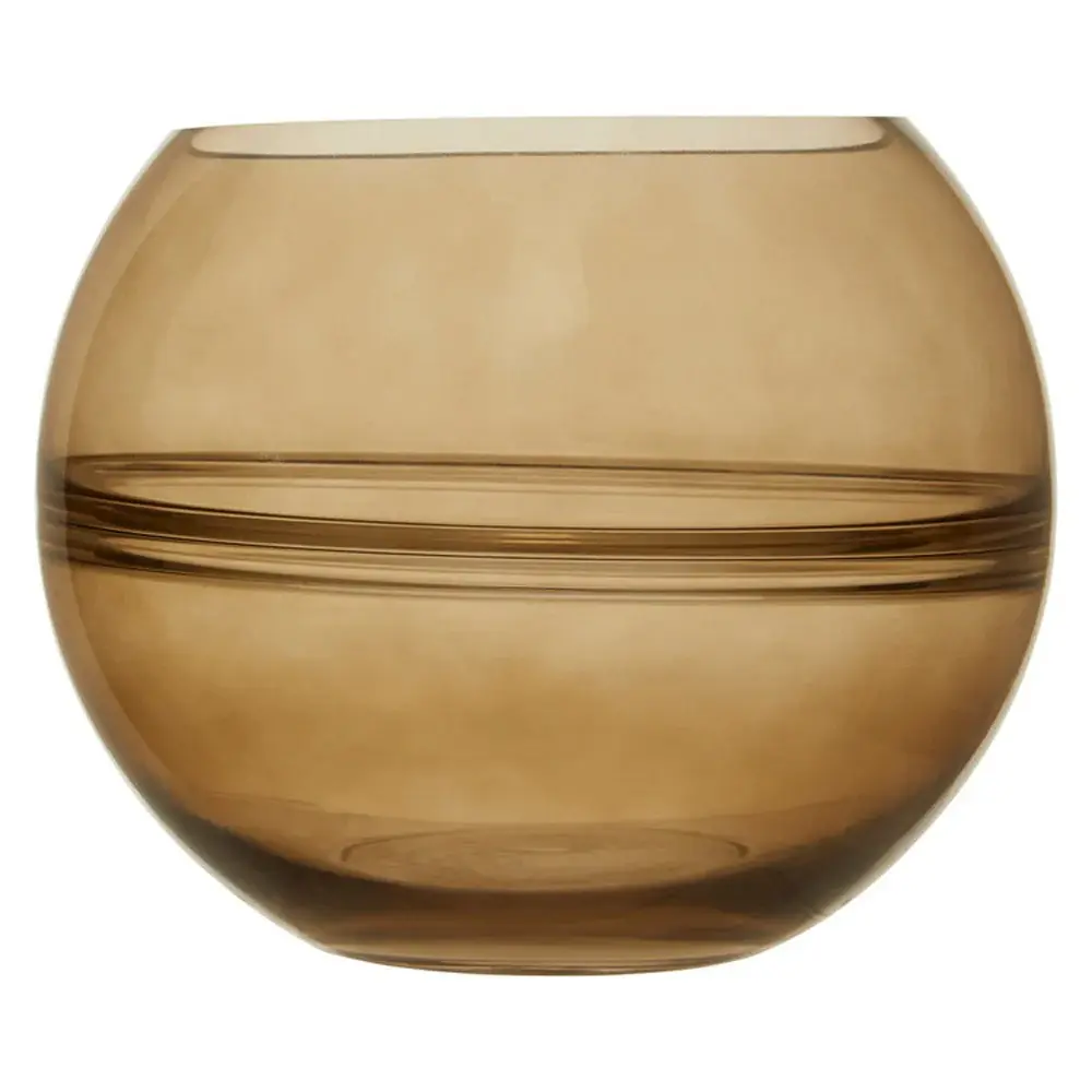 Luxe Round Vase - Amber Rustic Wood Base
