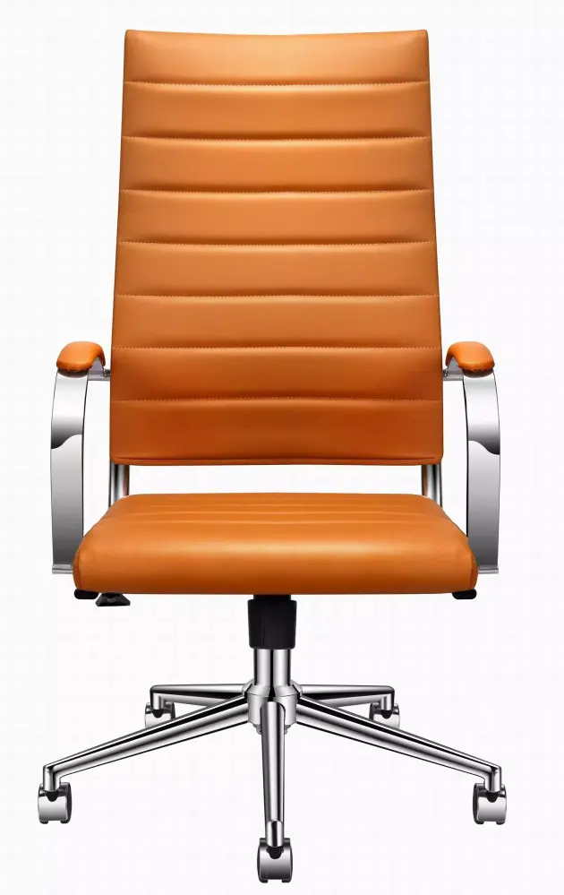 LUXMOD High Back Office Chair Orange Vegan Leather Ergonomic Desk Chair