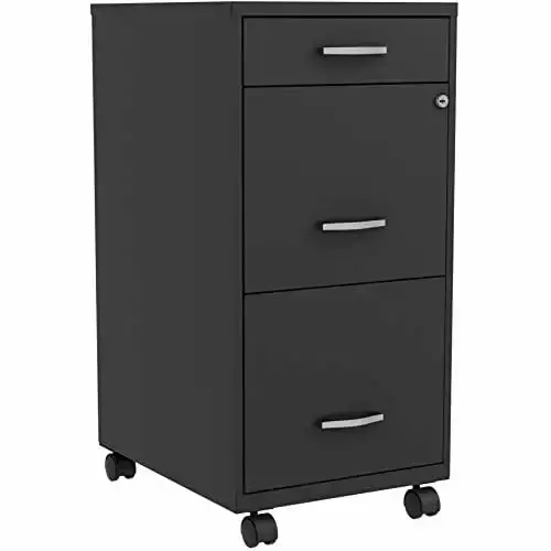 Lorell LYSVF318BMBK 18 Three-Drawer File Organize Cabinet Black