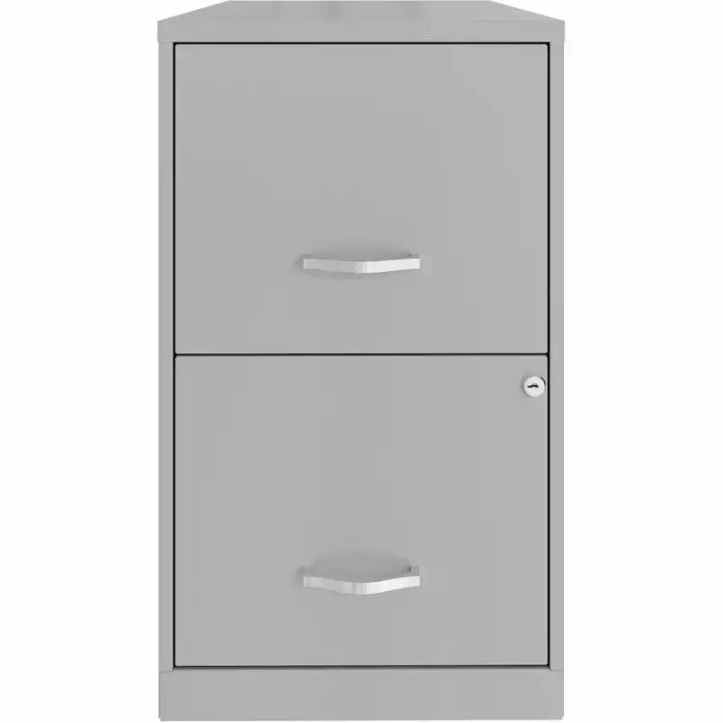 Pemberly Row Contemporary 18in 2 Drawer Metal File Cabinet Arctic Silver