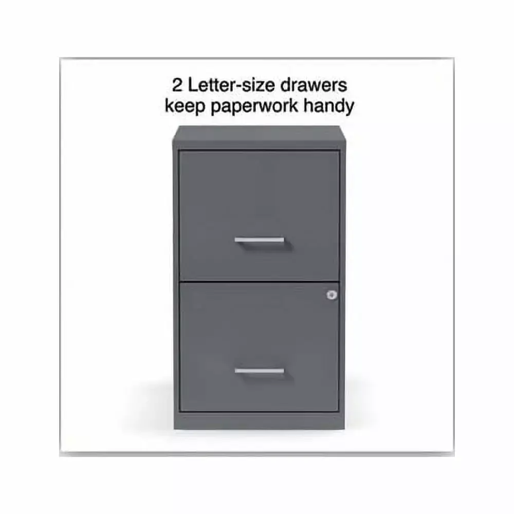 Soho 2 Drawer Vertical File Cabinet - Charcoal Letter Size Filing Cabinet 14x18x24.1 Inches Alera