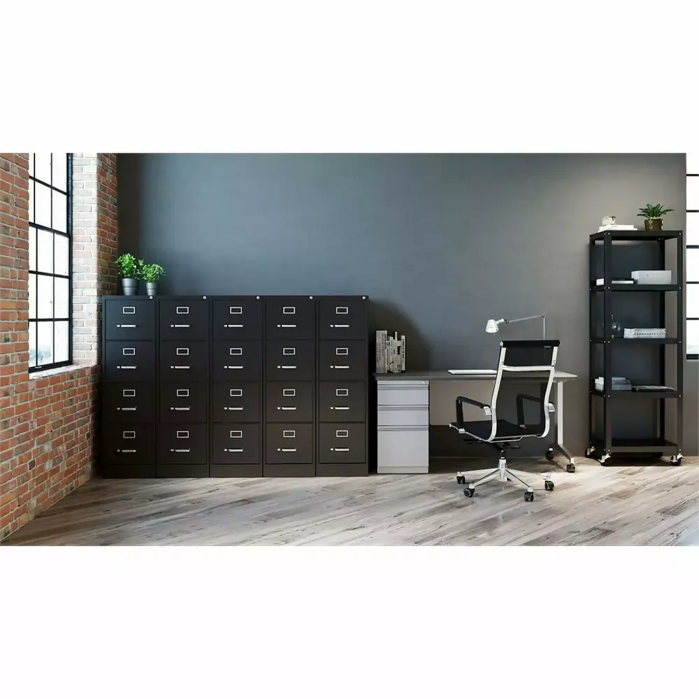 Bowery Hill 22 4-Drawer Metal Vertical File Cabinet Black Office Organization