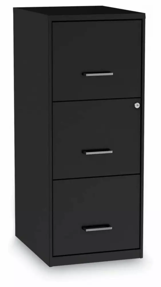 Letter Size 3 Drawers Soho Vertical File Cabinet Black BULYAXIA