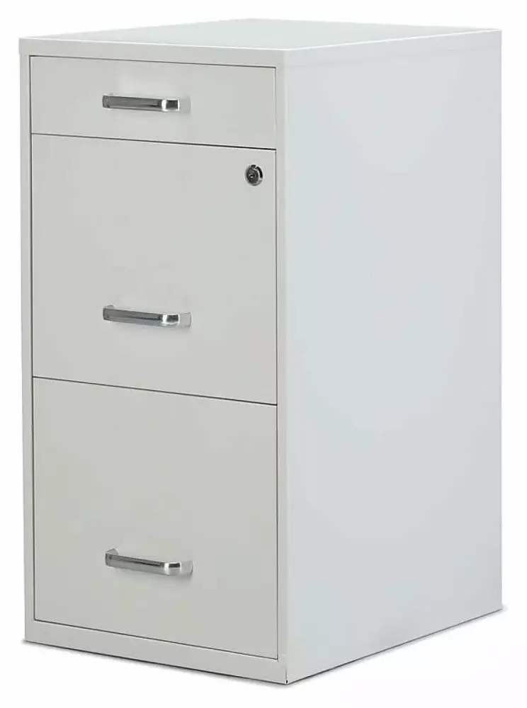 2806666 3-Drawer Vertical File Cabinet Locking Letter Size White 18-Inch Depth CHNRED