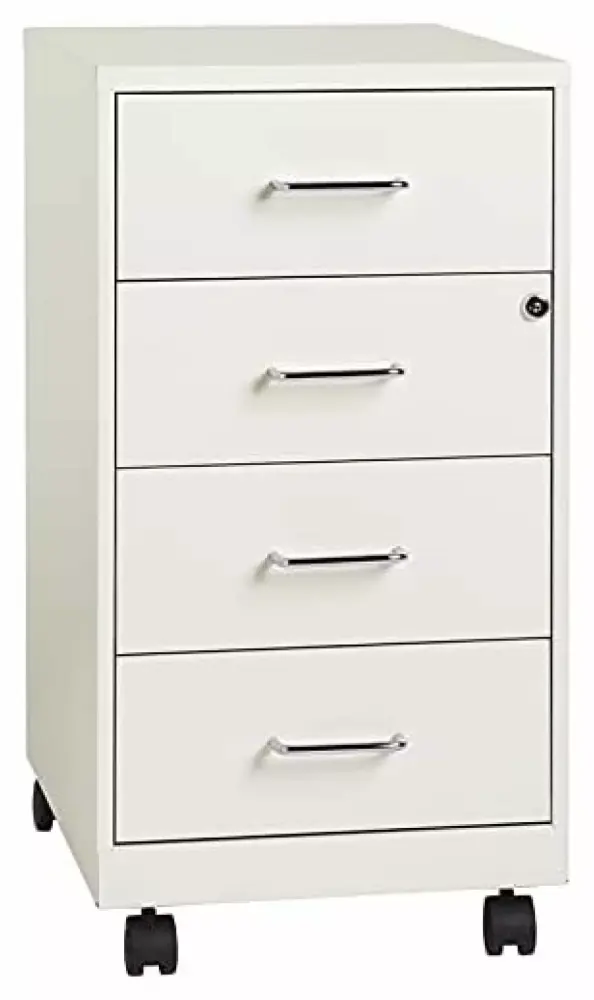 DazzAura 4 Drawer Steel File Cabinet Pearl White Home Office