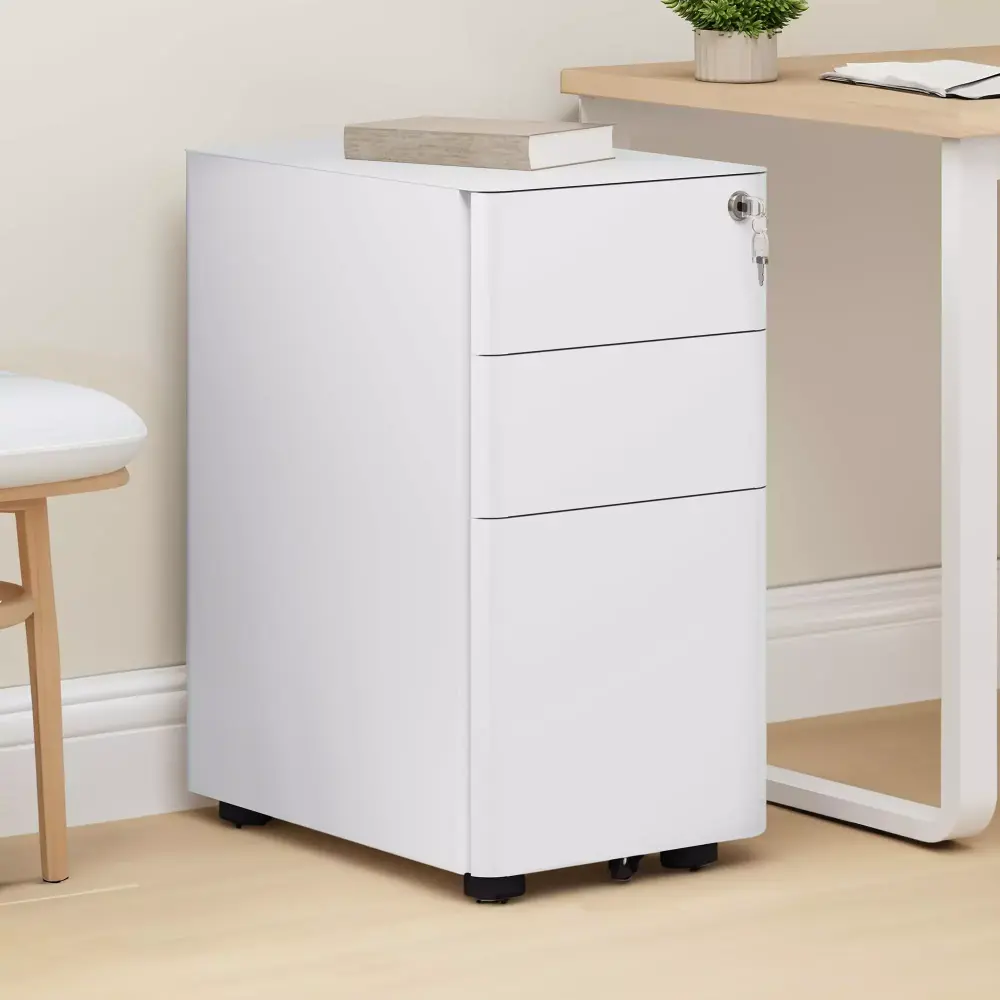 Dextrus 3-Drawer Steel Rolling Vertical File Cabinet Legal A4 Size Office Documents