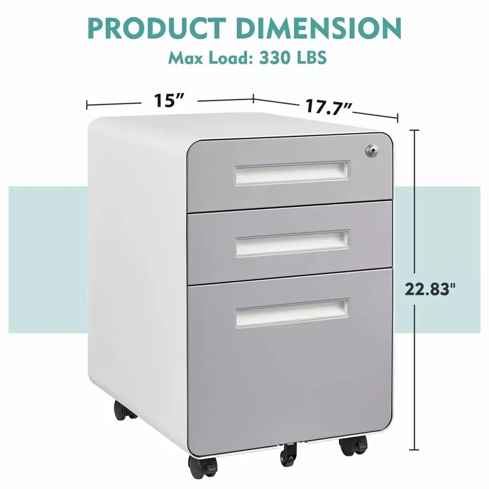 White Lockable Metal File Cabinet Rounded Corners Legal Letter Size FHWMXJH
