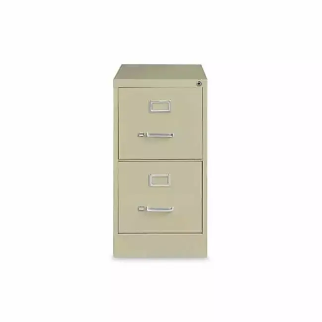 2 Drawer Economy Vertical File Cabinet Letter-Size File Drawers Putty Office Storage Fine-Line