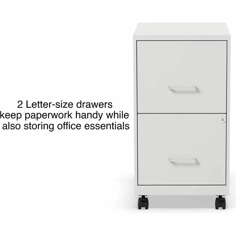 HetayC 2-Drawer Vertical Mobile File Cabinet Letter Size Pearl White 18-Inch Depth