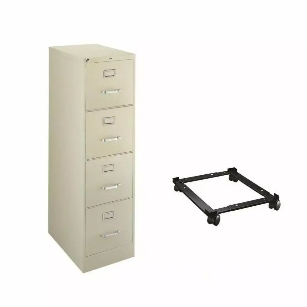 2 Piece Vertical Letter File Cabinet and Adjustable Mobile File Caddy Set Hirsh Industries