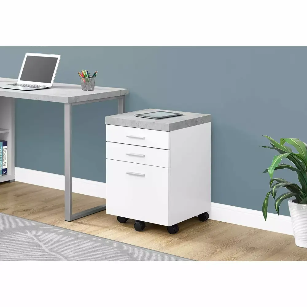 HomeRoots Decor 25.25-inch White Particle Board 3-Drawer Filing Cabinet