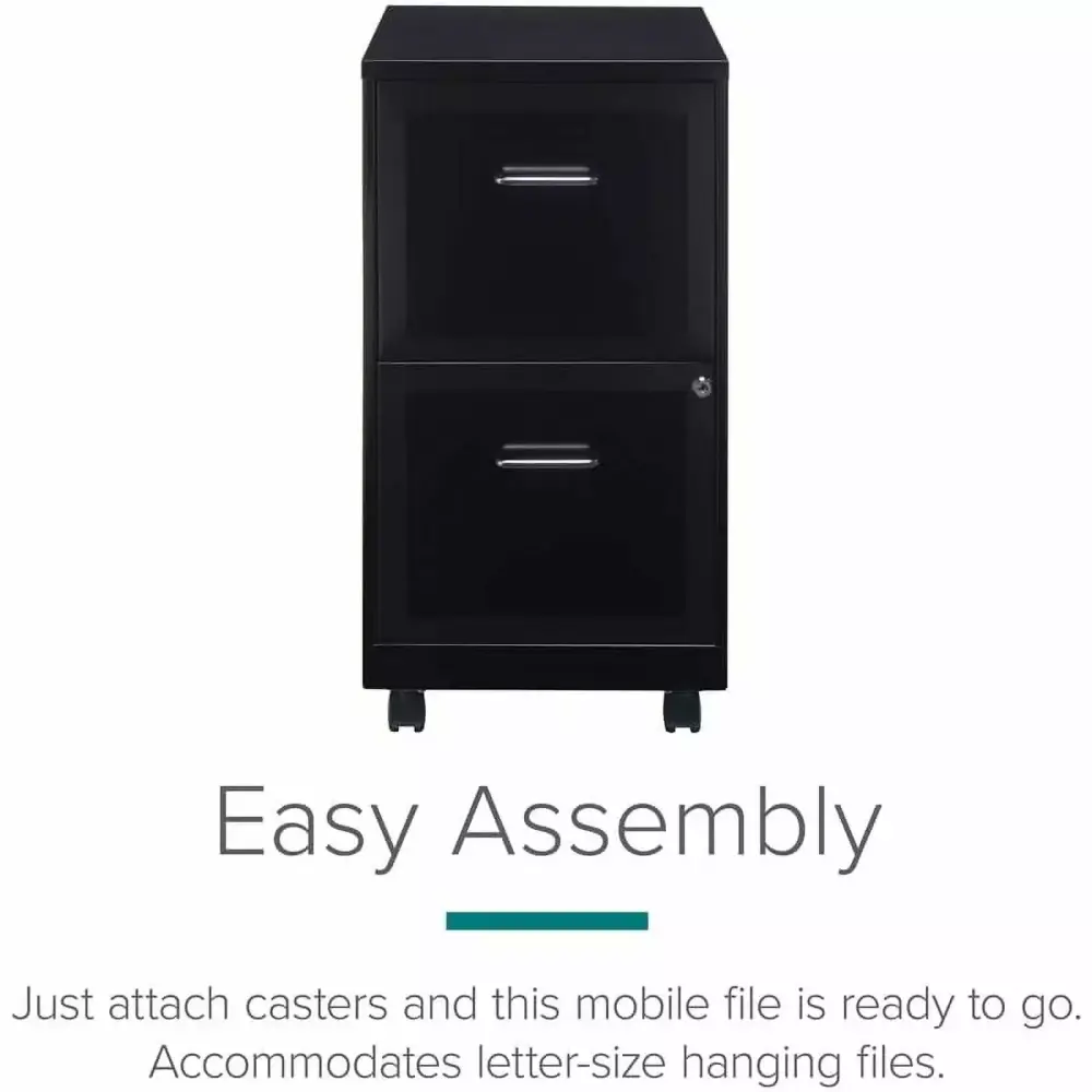 18 Inch 2 Drawer Modern Metal Mobile Vertical File Cabinet Black Office Home Storage jiangwu112233
