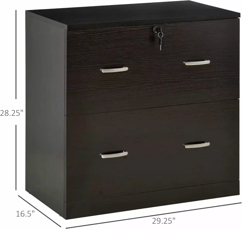 2-Drawer File Cabinet Lock and Keys Vertical Storage Espresso LIUNU