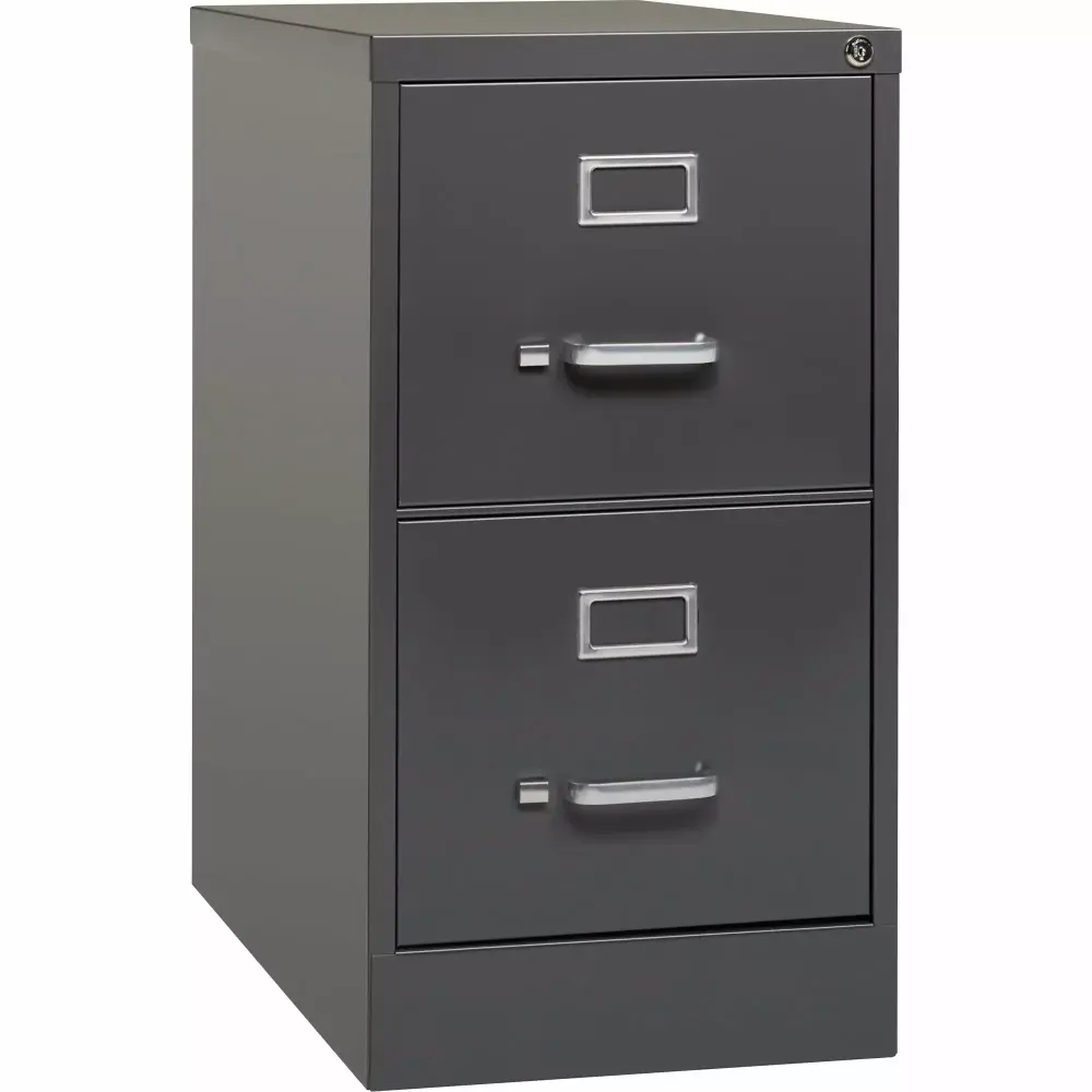 2-Drawer Vertical File Cabinet Letter Size Security Lock Label Holder Steel Construction Lorell