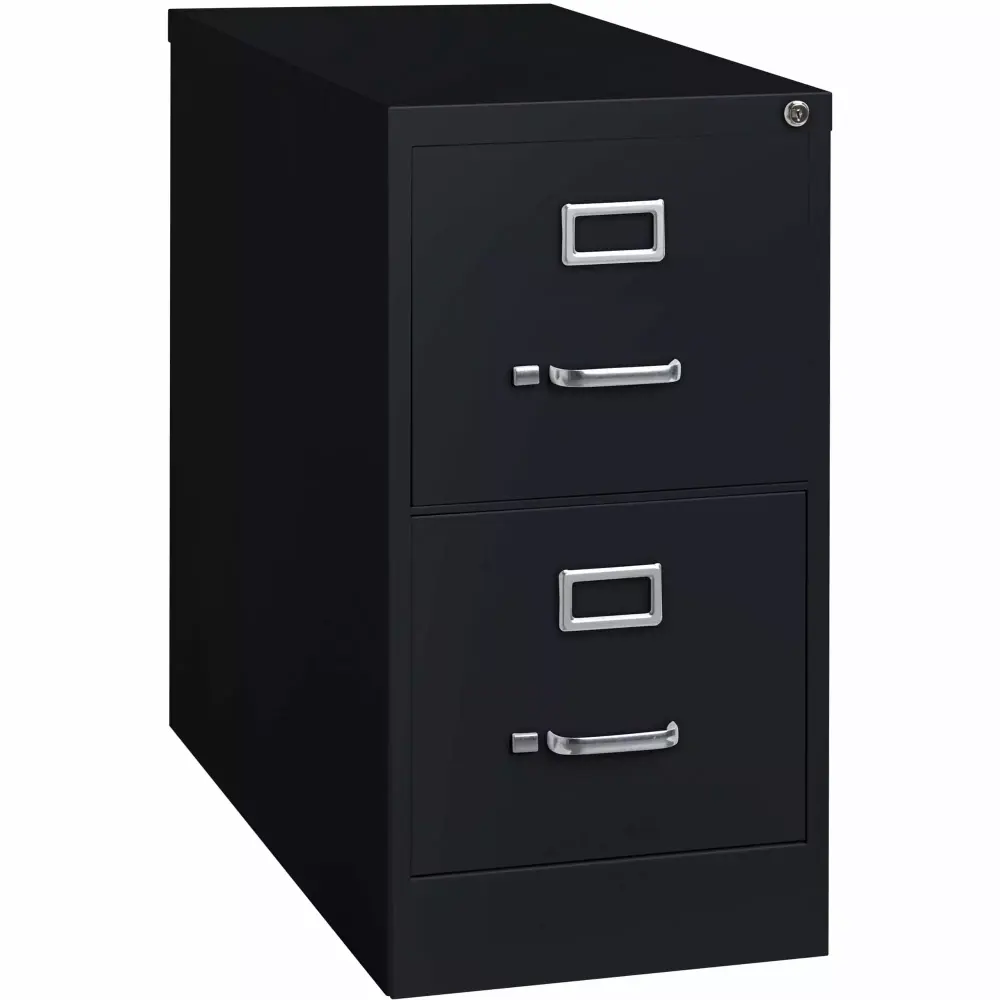 Lorell Vertical File Cabinet 2-Drawer Letter-Size Security Lock 15 x 26.5 x 28.4 Inches Black Steel
