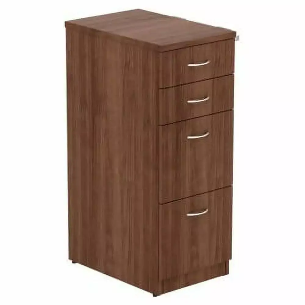 Lorell Walnut Laminate 4-Drawer File Cabinet 15.5 x 23.6 x 40.4 Inches Metal Frame Silver Pull