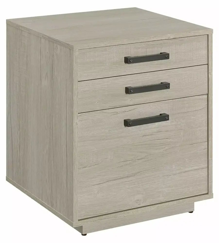 Loomis 3-Drawer Square File Cabinet Whitewashed Grey PaFagwy