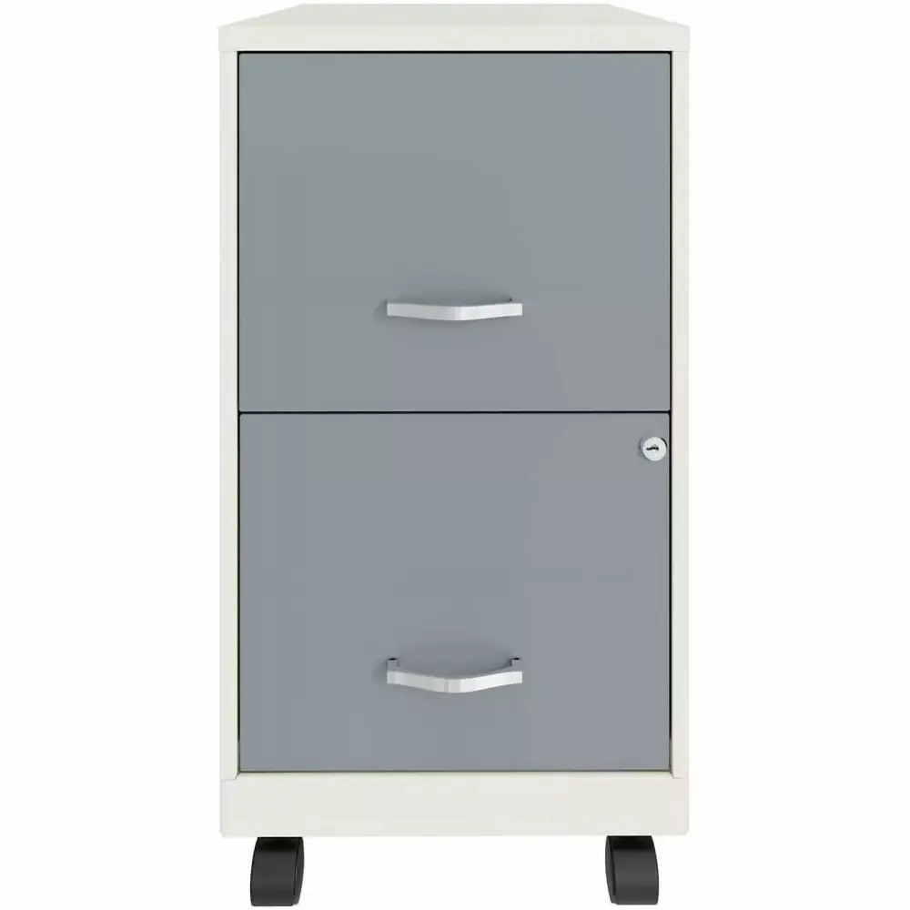 Pemberly Row 18 2 Drawer Mobile Metal Vertical File Cabinet White Platinum
