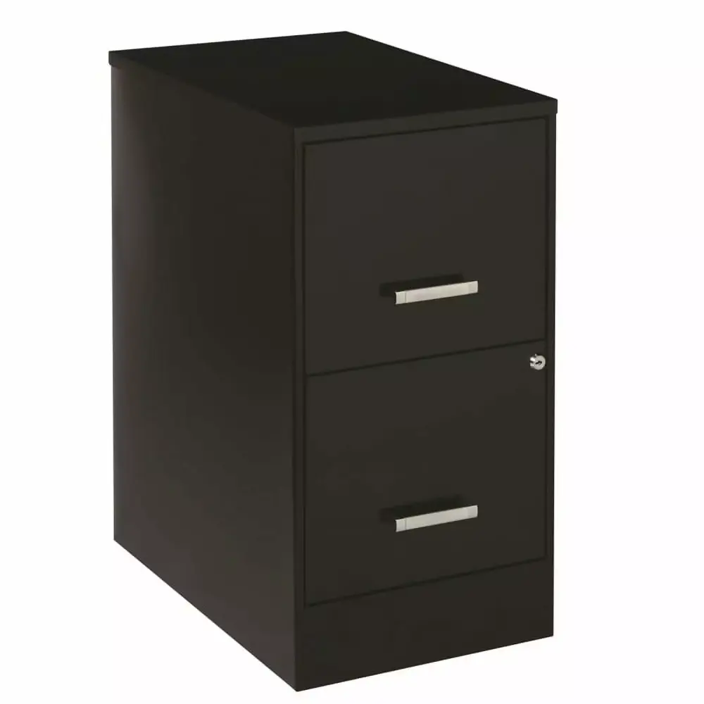 Pemberly Row 2 Drawers Vertical Black Metal Filing Cabinet Pre-assembled Office Storage