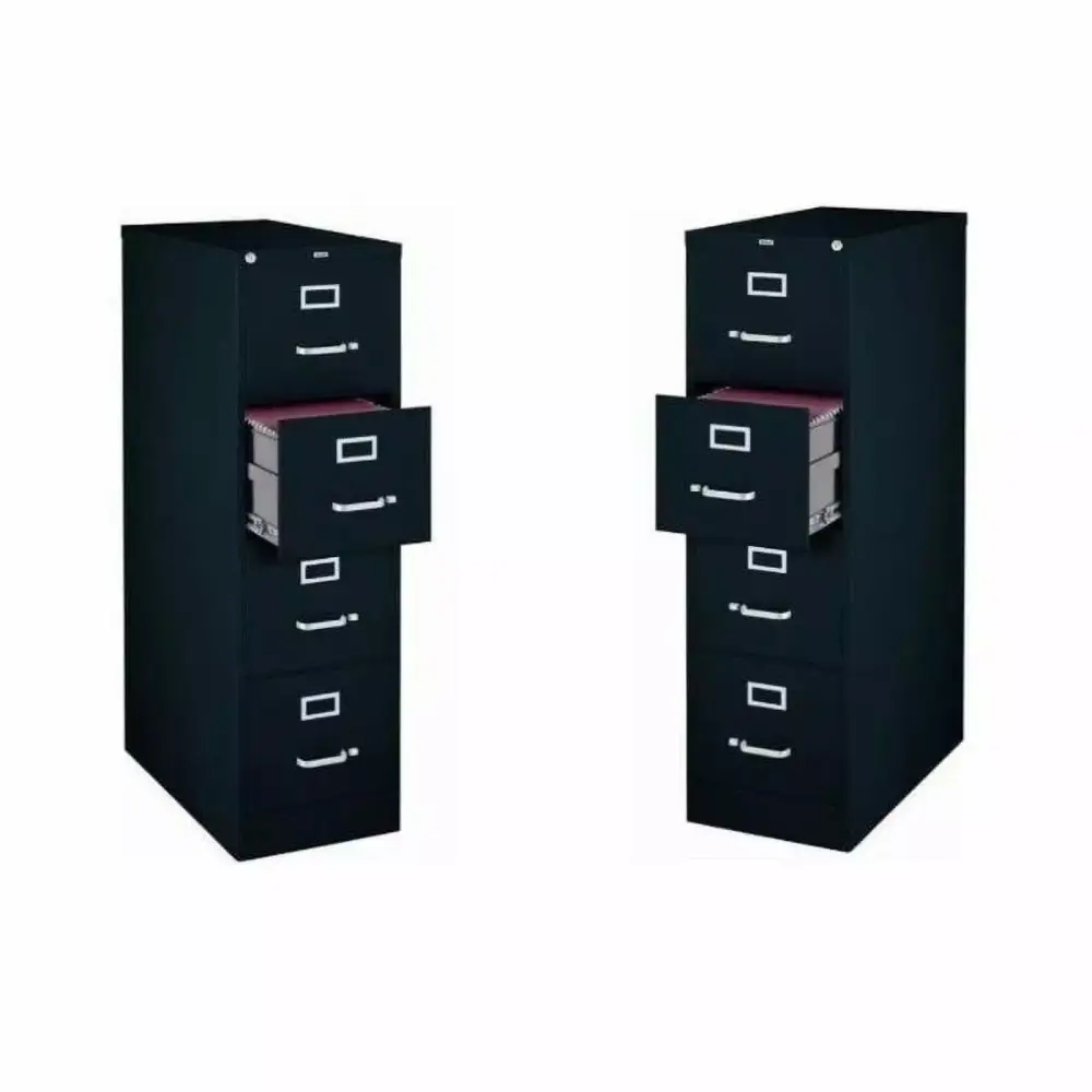 Scranton & Co 22- Deep Metal 4 Drawer Vertical File Cabinet Black Set 2