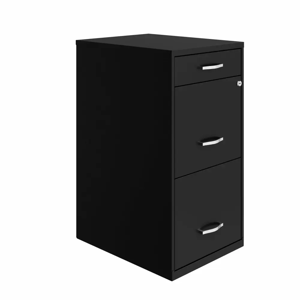 Space Solutions 3 Drawer Letter Width Vertical File Cabinet Pencil Drawer Black Office Storage