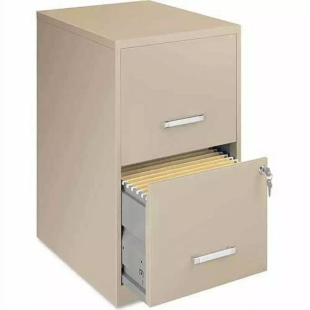 Space Solutions 2 Drawers Vertical Steel Lockable Filing Cabinet Putty