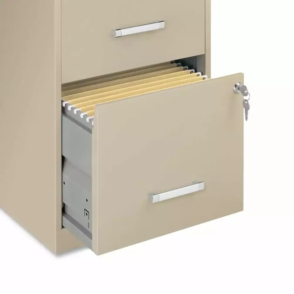 Space Solutions 2 Drawers Vertical Steel Lockable Filing Cabinet Putty