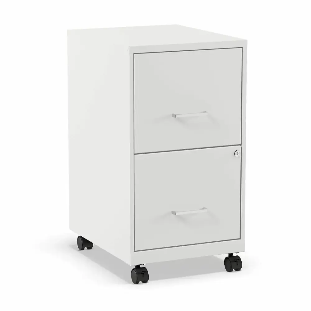 Staples 2-Drawer Mobile Vertical File Cabinet Letter Size Lockable 26.3H x 14.3W x 18.9D White