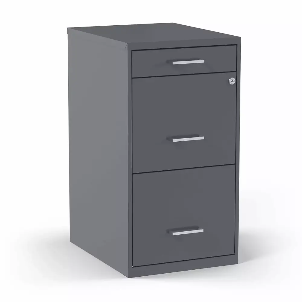 Staples 3-Drawer Vertical File Cabinet Locking Letter Size Charcoal 18D 2-Pack