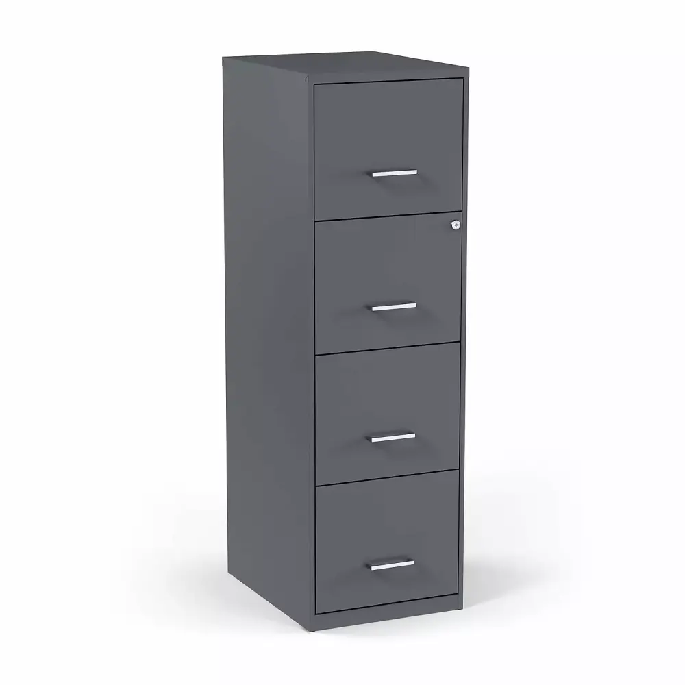 Staples 4-Drawer Light Duty Vertical File Cabinet Locking Letter Charcoal