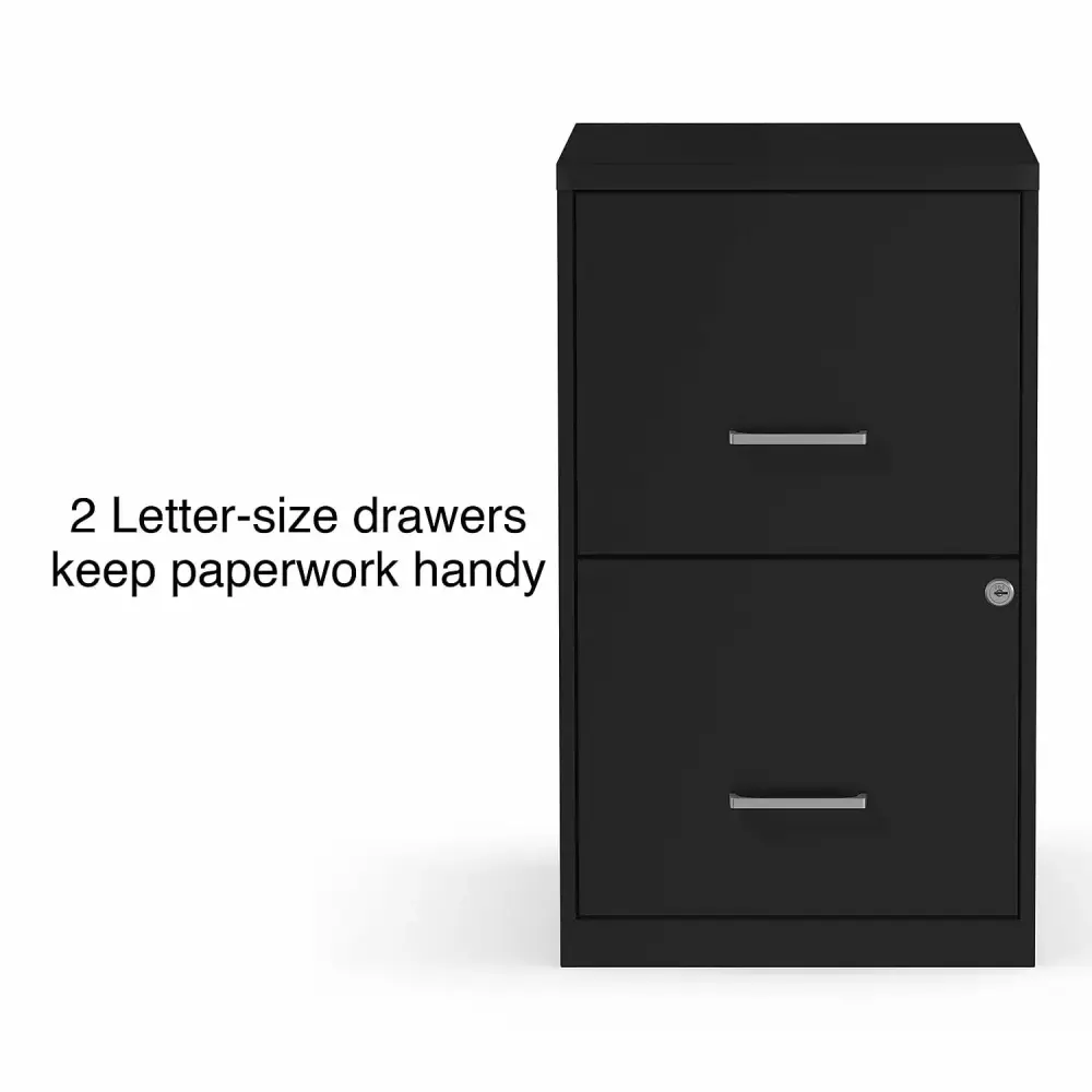 Staples 2 Drawer Vertical File Cabinet Locking Letter Black Office Storage