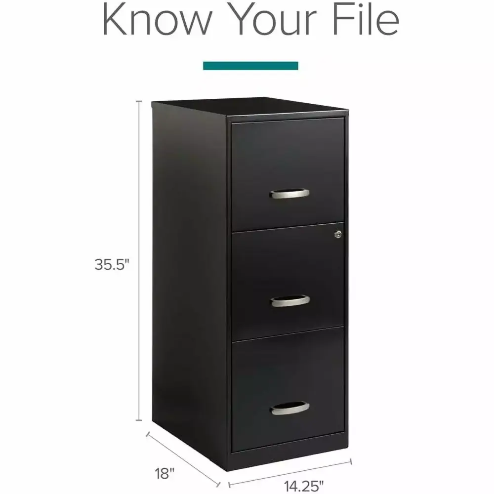 Black 3 Drawer Letter File Cabinet Office Storage TeviRoom