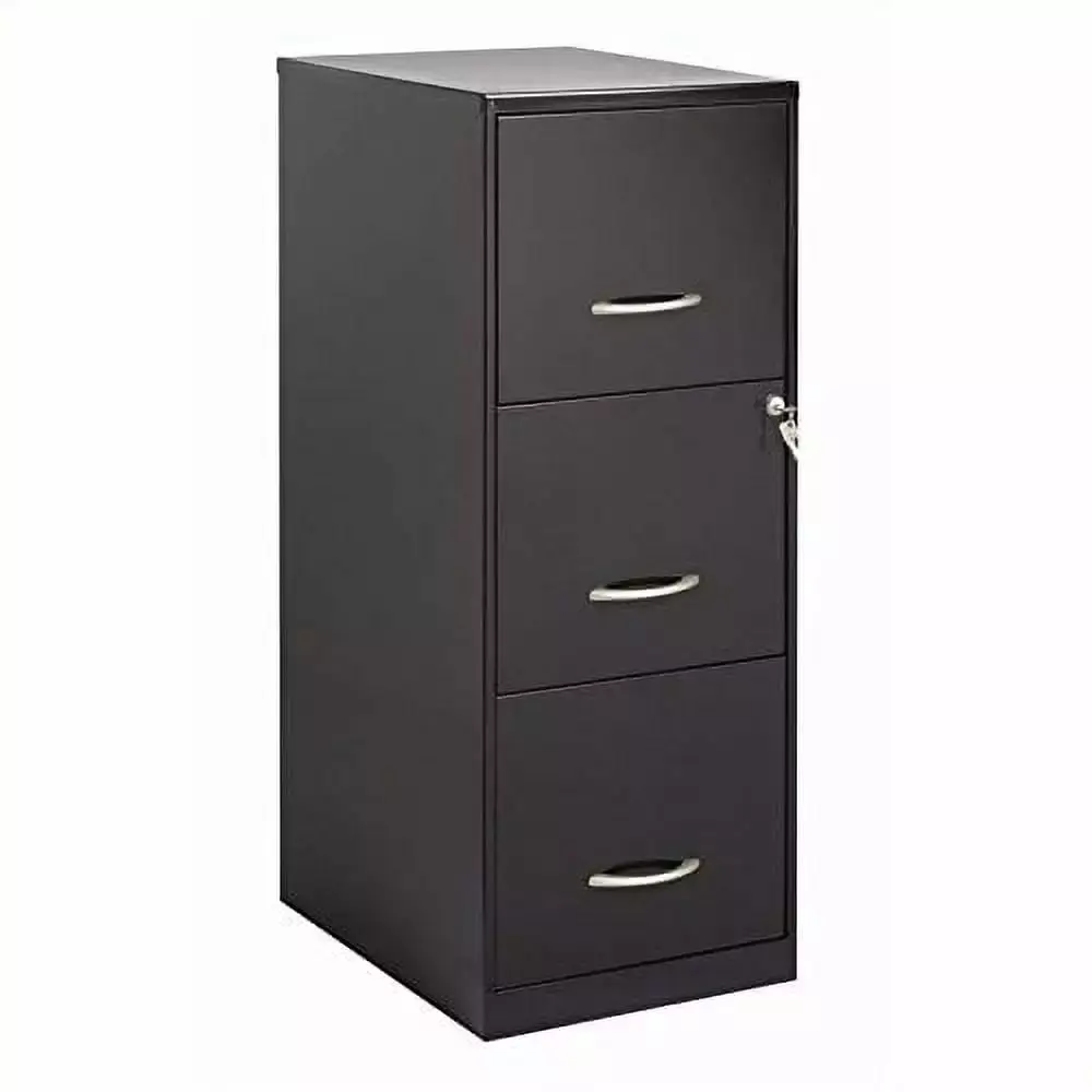 Pemberly Row 3 Drawer Vertical Black Metal Filing Cabinet Lockable Pre-assembled Legal Letter Size TeviRoom