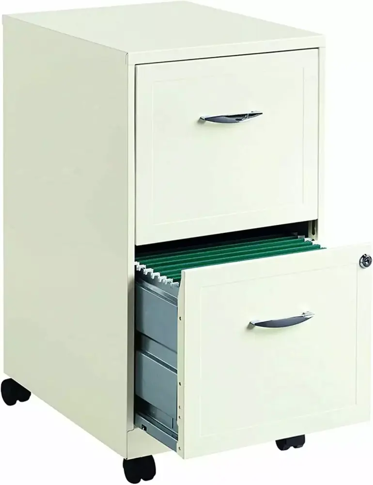 18 Inch 2 Drawer Mobile Smart Vertical File Cabinet Pearl White WQPOMGH