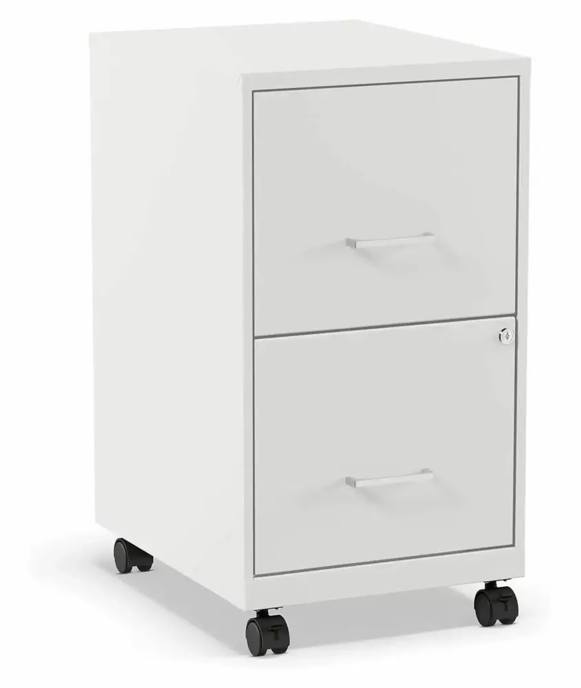 2-Drawer Vertical Mobile File Cabinet Letter Size Pearl White 18-Inch-D ZanQee