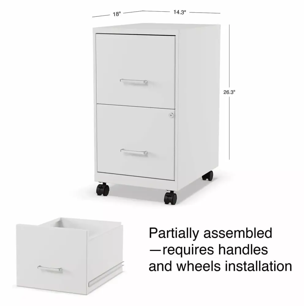 2-Drawer Vertical Mobile File Cabinet Letter Size Pearl White 18-Inch-D ZRuEzyX