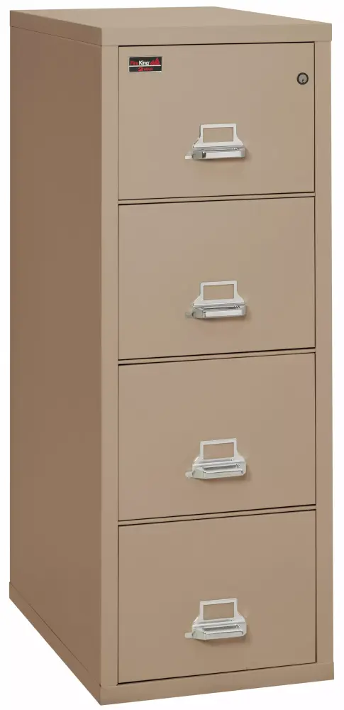 FireKing 4-Drawer Vertical Fire Resistant File Cabinet Legal Size Taupe