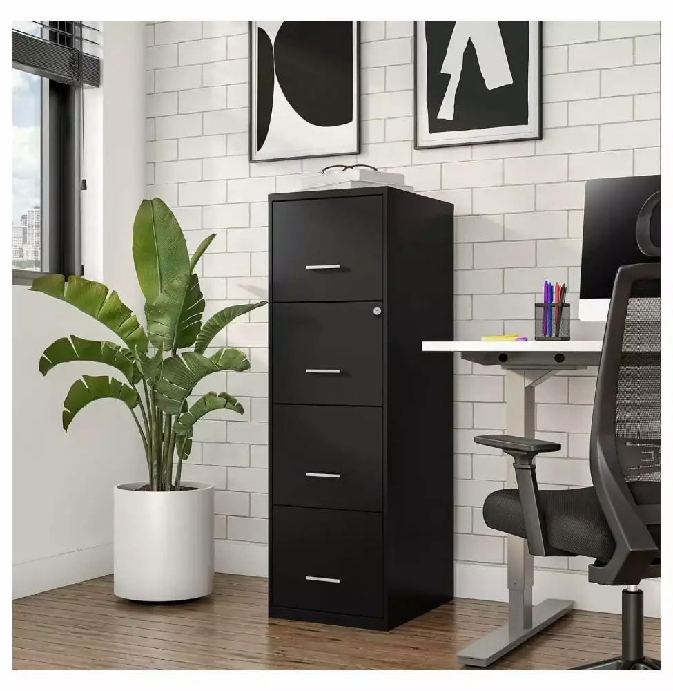 2806660 4-Drawer Vertical File Cabinet Letter-Size Black