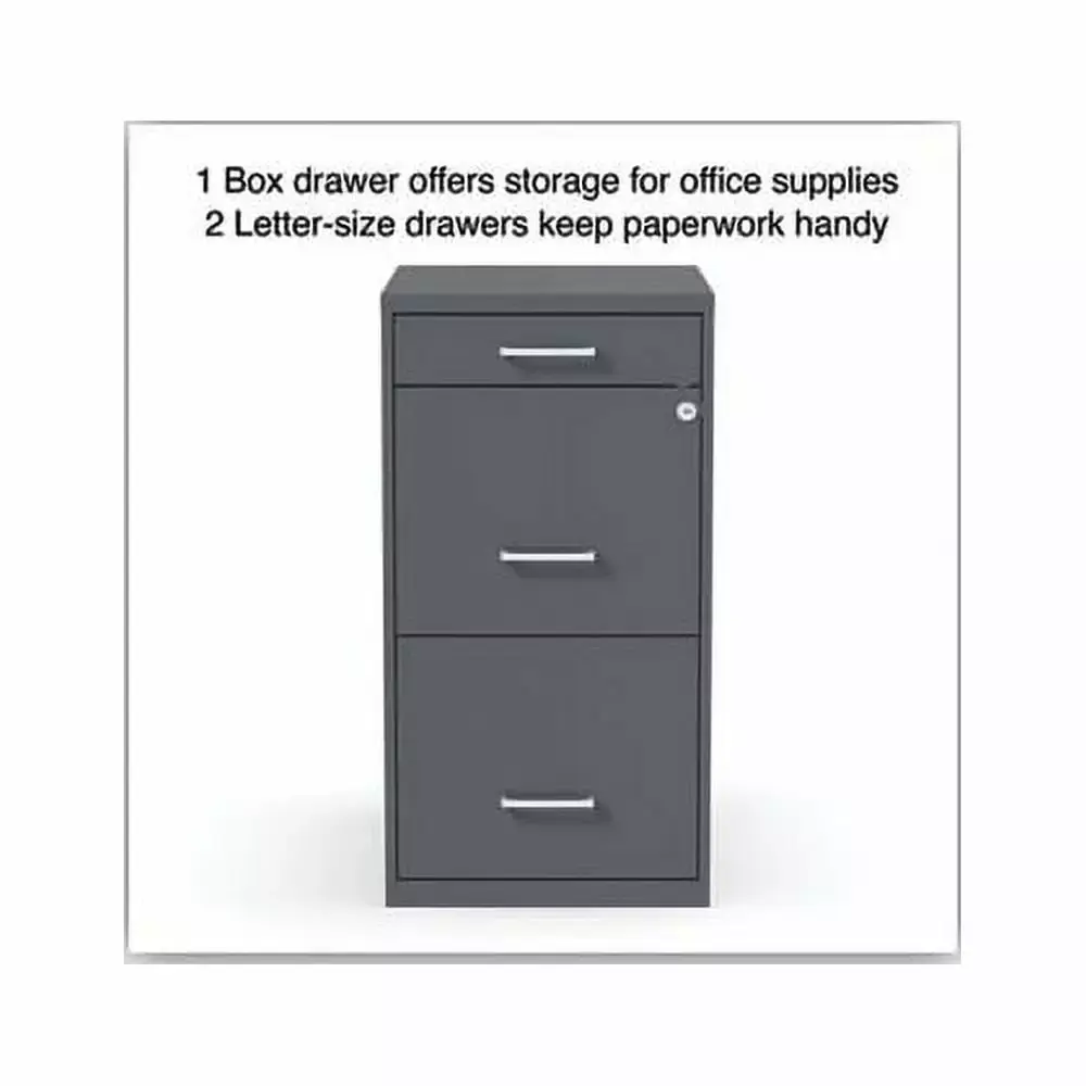 Alera Soho Vertical File Cabinet 3 Drawers Letter Charcoal