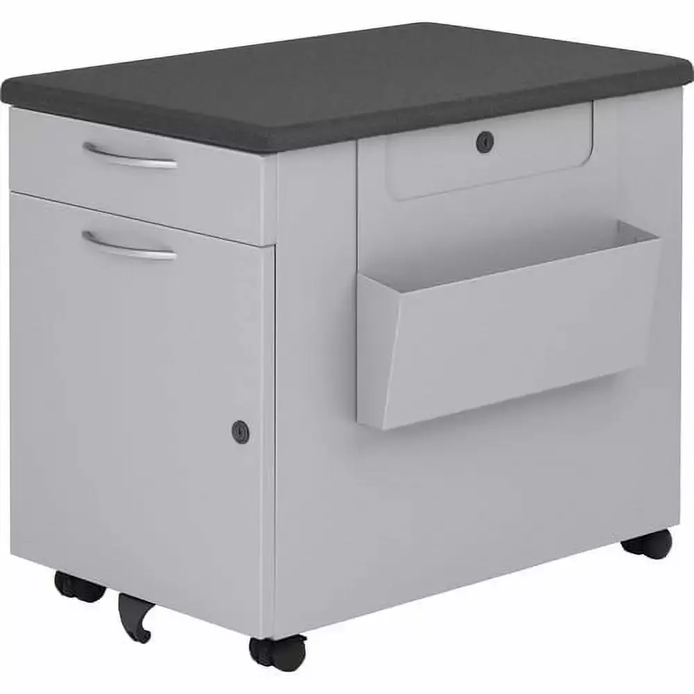 Lorell Chest File Cabinet 23.5x15.3x22.3 Inches Removable Lock Satin Nickel Black